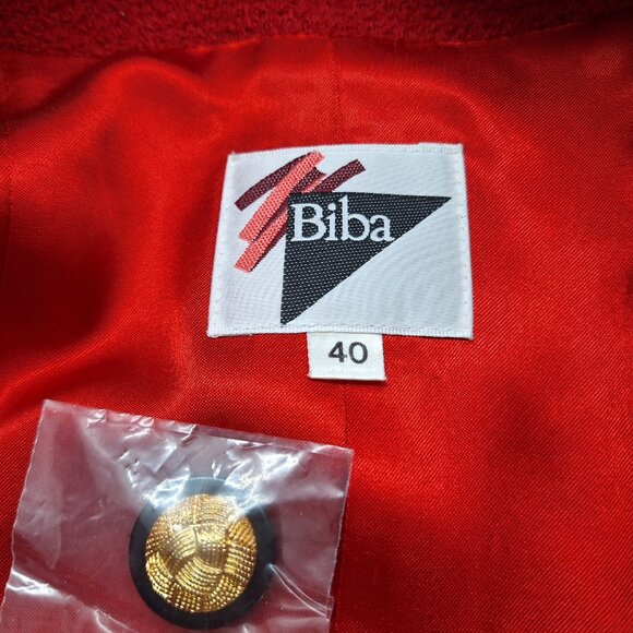 Vintage Biba Wool Suit Red Jacket and Skirt with Gold Buttons from early 1990s - Picture 10 of 16